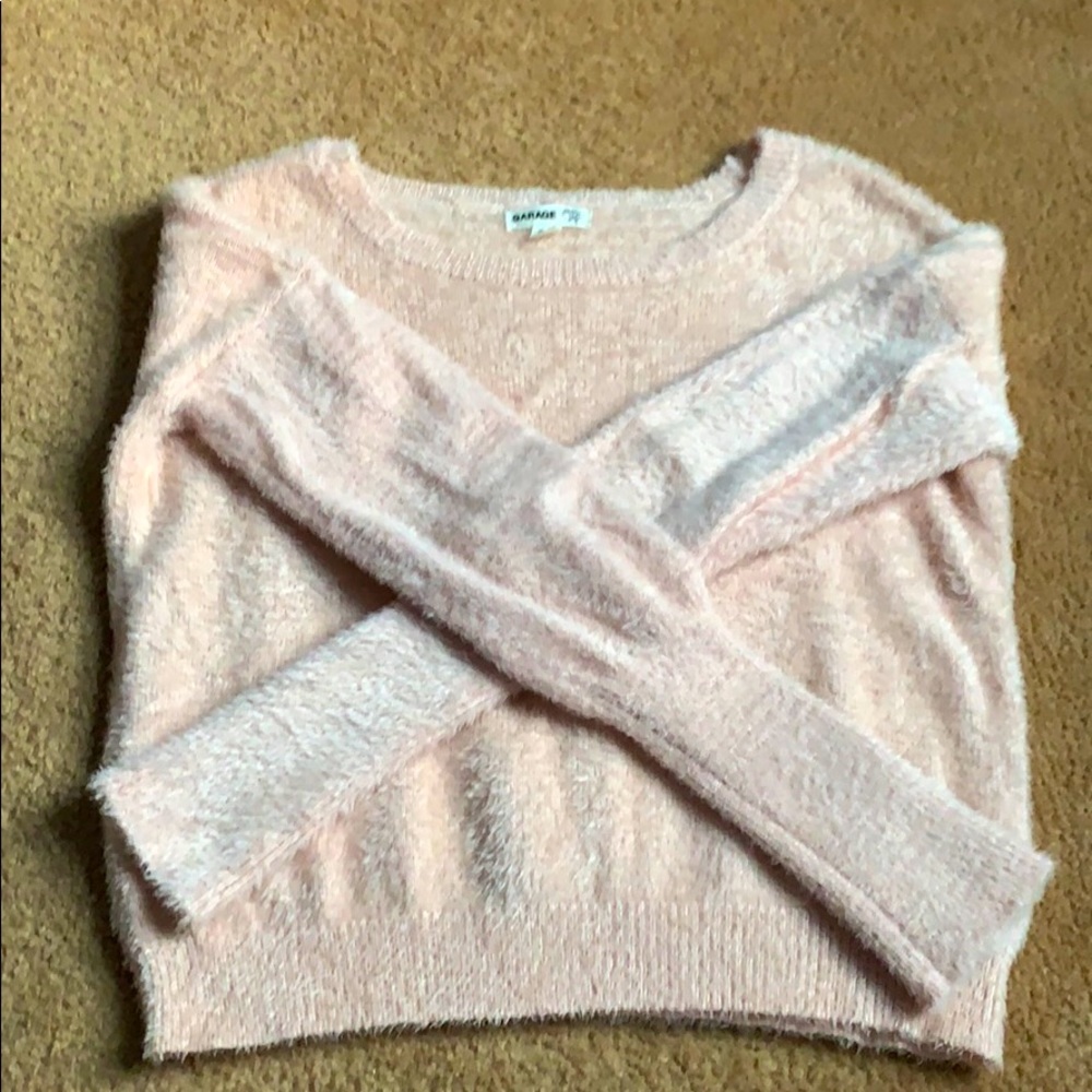Garage Fuzzy Blush Pink Sweater